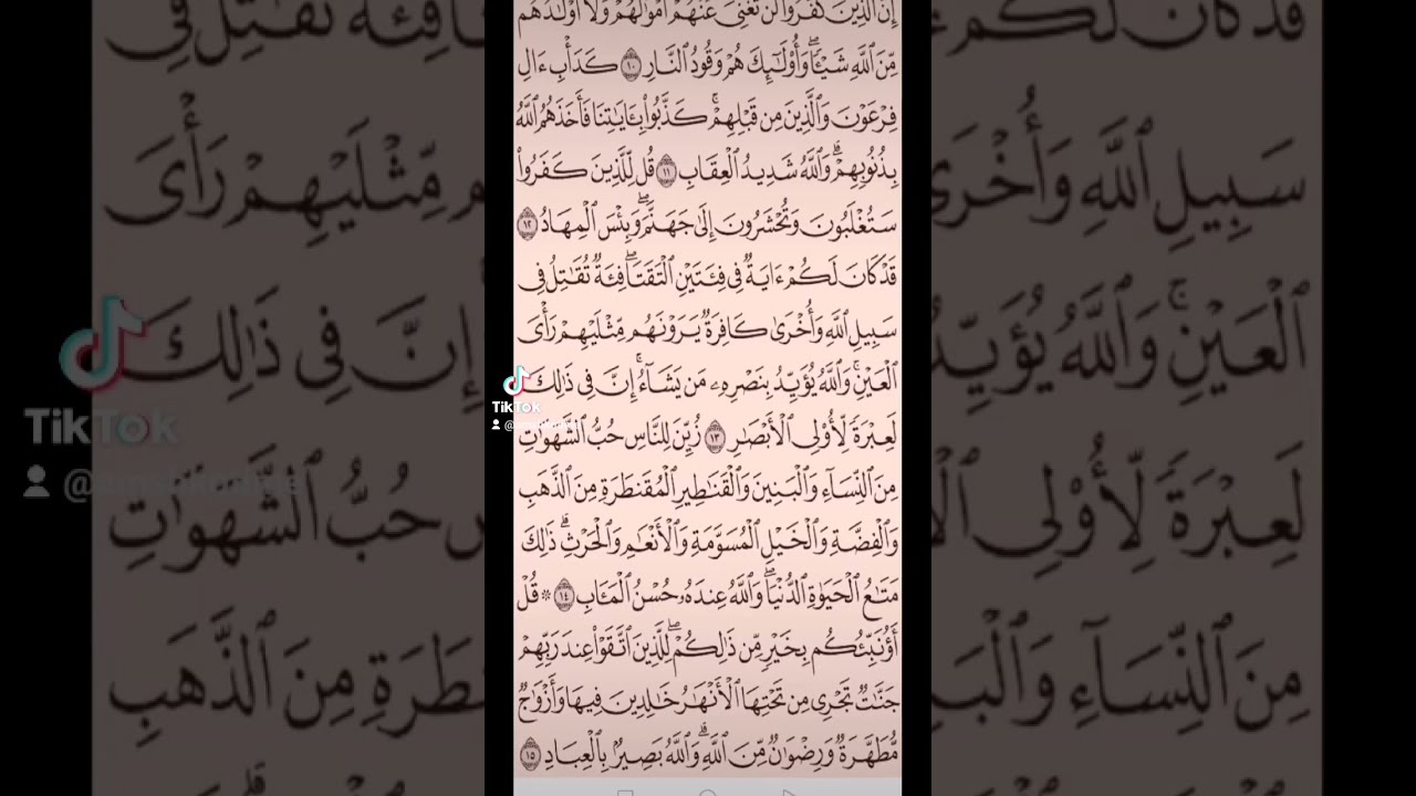 سورة آل عمران صفحه في اليوم تسعد يومك بإذن الله تعالى 💓