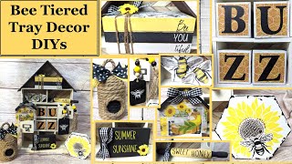 QUICK & EASY BEE TIERED TRAY DECOR DIYS | DOLLAR TREE DIY | MAGNOLIA DESIGN CO