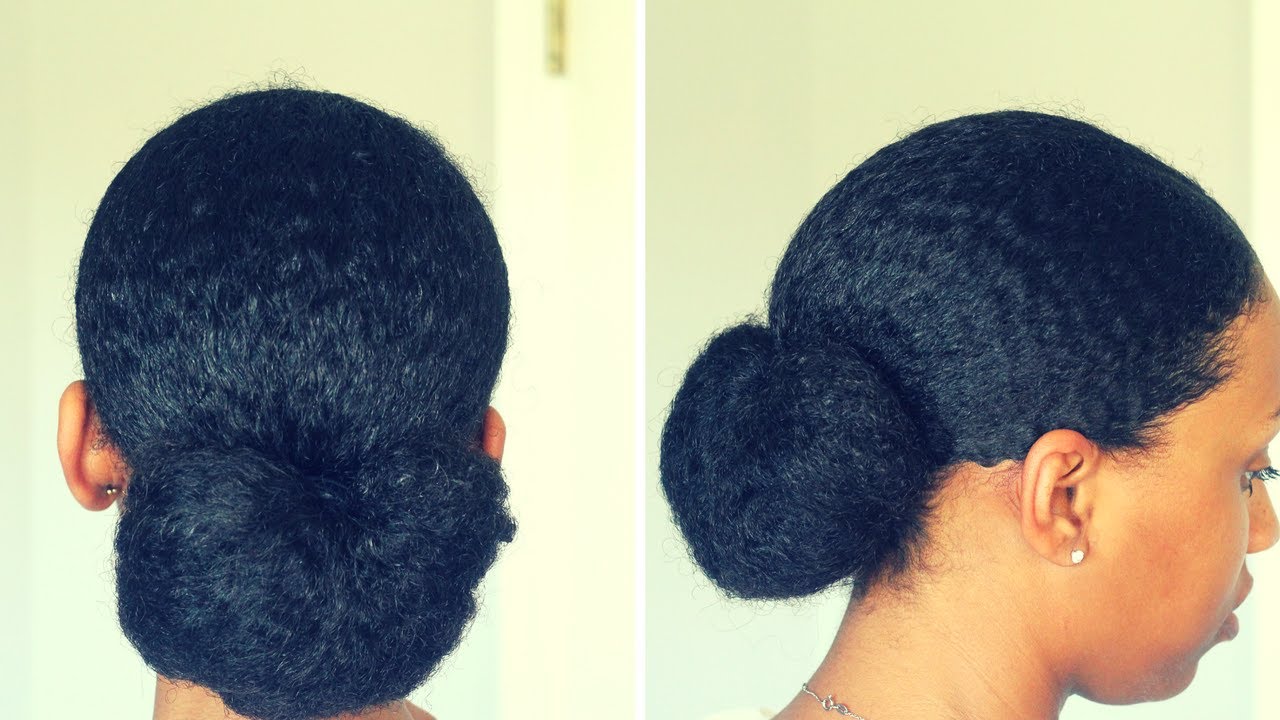 Low Sleek Natural Hair Bun Using Ecostyler Black Castor 