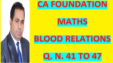 BLOOD RELATION CLASS 8 FOR CA FOUNDATION COURSE  BUSINESS MATH BY H L GUPTA