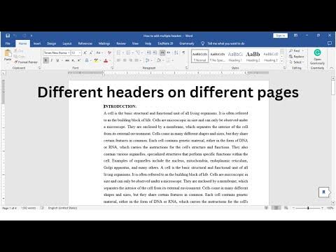 Different Headers On Different Pages Microsoft Word | How to add ...