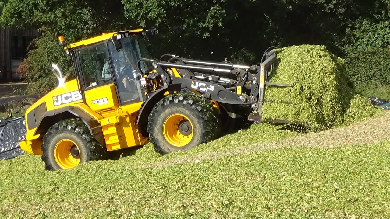 Maize Harvest 2020 - Buckraking on the Clamp with JCB 419S plus New Holland unloads