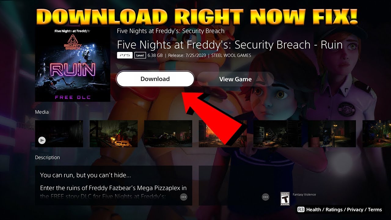 How To Play FNAF Security Breach Ruin DLC PS4 FREE RIGHT NOW FIX 