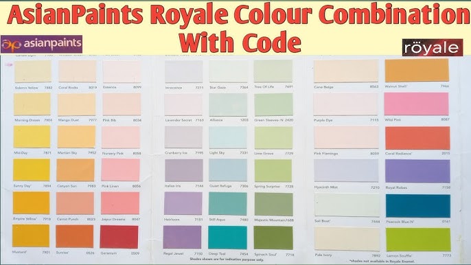Royale Shade Card With Code Asian Paints 