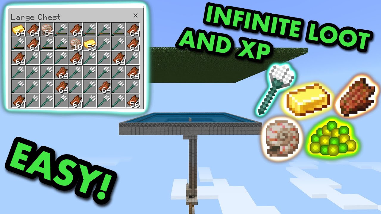 AUTOMATIC TRIDENT AND XP FARM TUTORIAL in Minecraft Bedrock (MCPE
