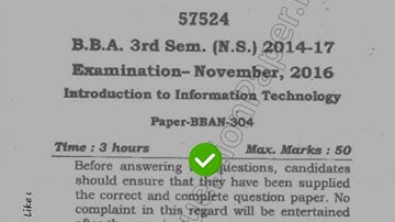 [2016] Mdu BBA 3rd Sem Information Technology Question Paper #MduQuestionPaper