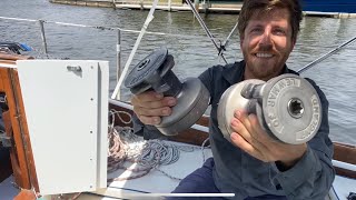 Installing selftailing winches, a creative sewing project, and sailing with grams