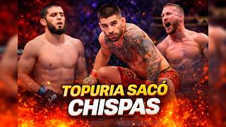 Ilia Topuria le toca la oreja a Makkhachev y a Gaethje