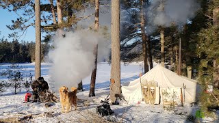 Winter Camping in a Canvas Hot Tent at -20°C