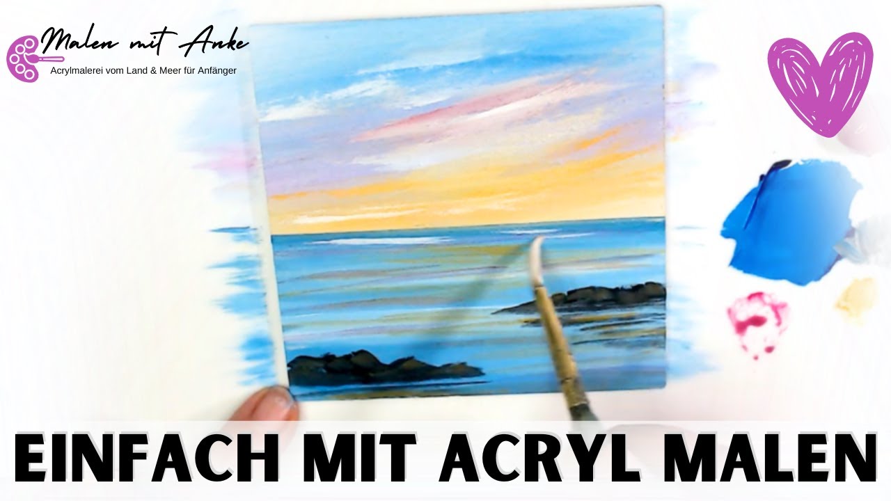 Schöne Bilder Zum Nachmalen Mit Acrylfarben Einfache Anleitung das Meer mit Acrylfarben malen für Anfänger der