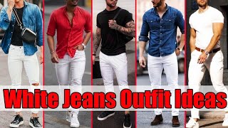 white jeans shirt matching outfit ideas// combination for boys and  men/white pant shirts for boys 
