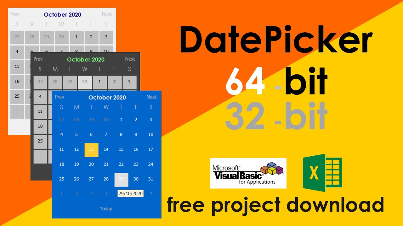 excel date picker in cell 64 bit