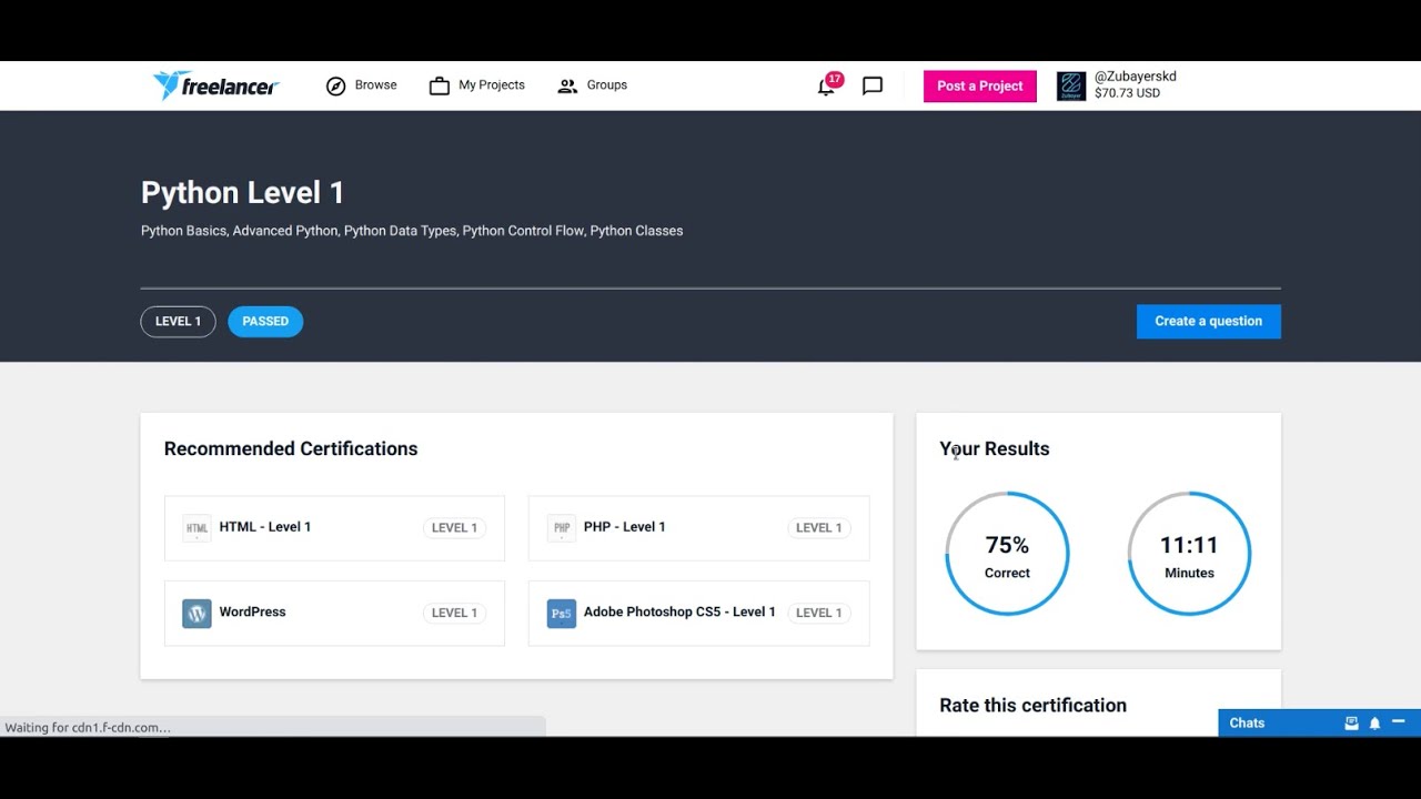 Freelancer.com Python Level 1 Exam Successfully Passed! - YouTube