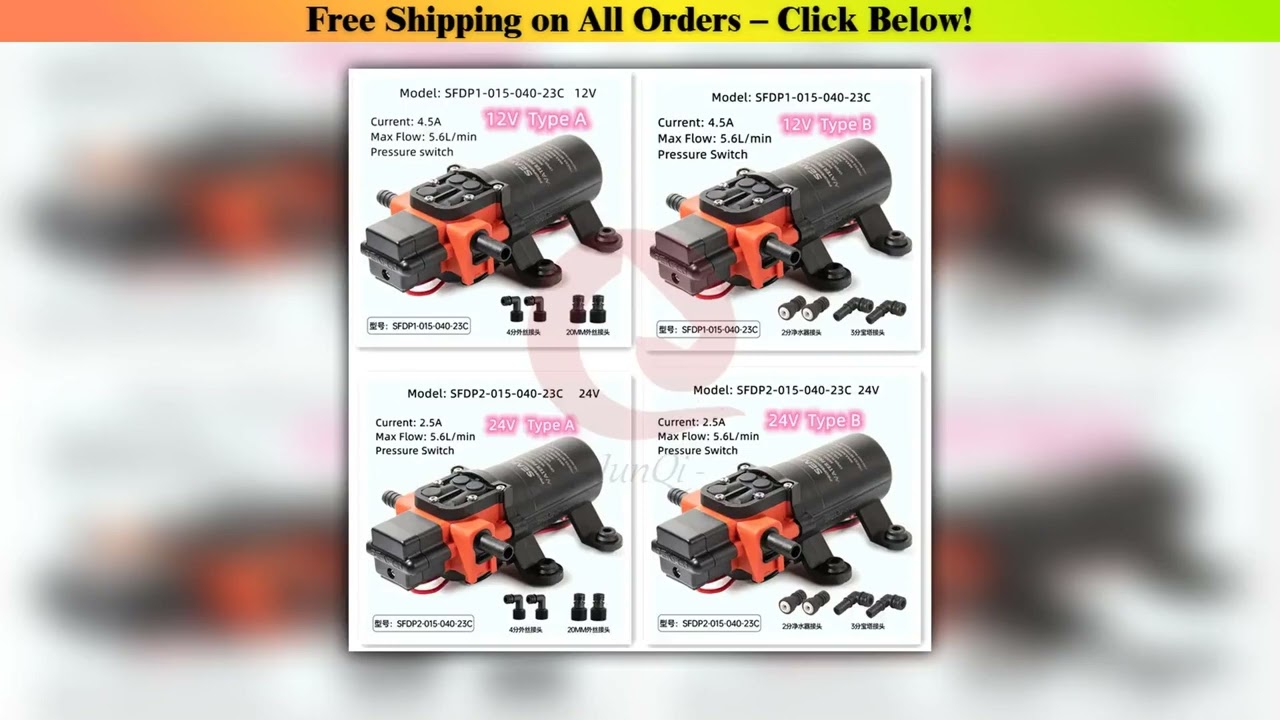 Seaflo 23C Series 1.5GPM/40PSI Automatic Marine Water Diaphragm Pump 12V 24V Self Priming Boat