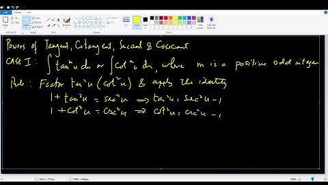 Powers of Tangent, Cotangent, Secant and Cosecant - Case I