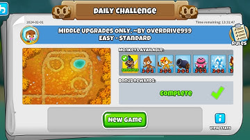 How to beat the new daily challenge Middle Upgrades Only on BTD6