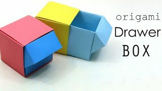 How to make an origami drawer box|easy paper drawer|easy box|easy paper box without glue.