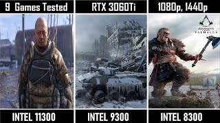 Intel i3 11300 vs 9300 vs 8300 + RTX 3060ti battlefield 5, metro exodus, red dead redemption 2