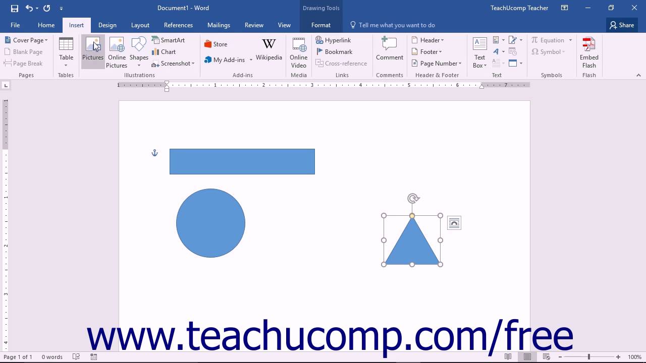 Word 2016 Tutorial Inserting Shapes Microsoft Training Youtube