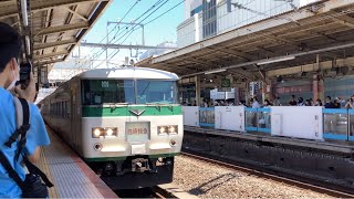 特急サフィール踊り子1号E261系3001MRS1と臨時特急「185」伊東行き185系9061MB6、特急踊り子13号E257系3033MNA-10+E257系NC-31がJR横浜駅から発車！