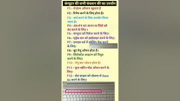 Function key of computer keyboard | Use of function key F1 to F12 | Function key use in Hindi A to Z
