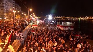Hungarian opposition leader Magyar celebrates election win in Budapest
