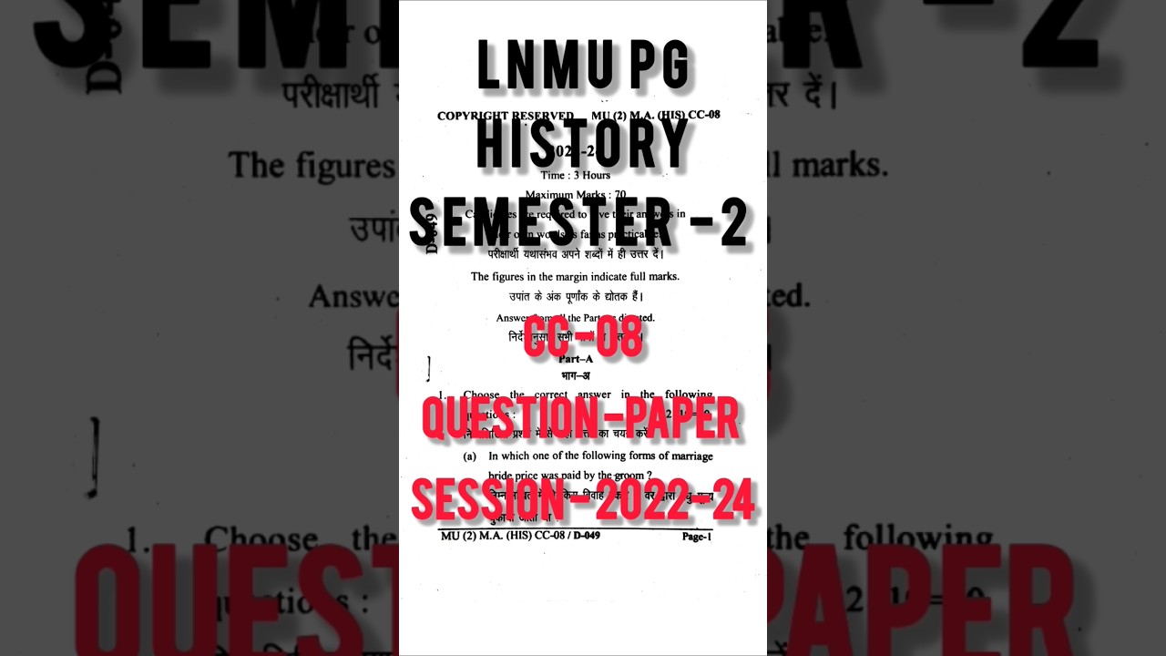 LNMU PG history second semester//CC-8 question paper //session 2022-24