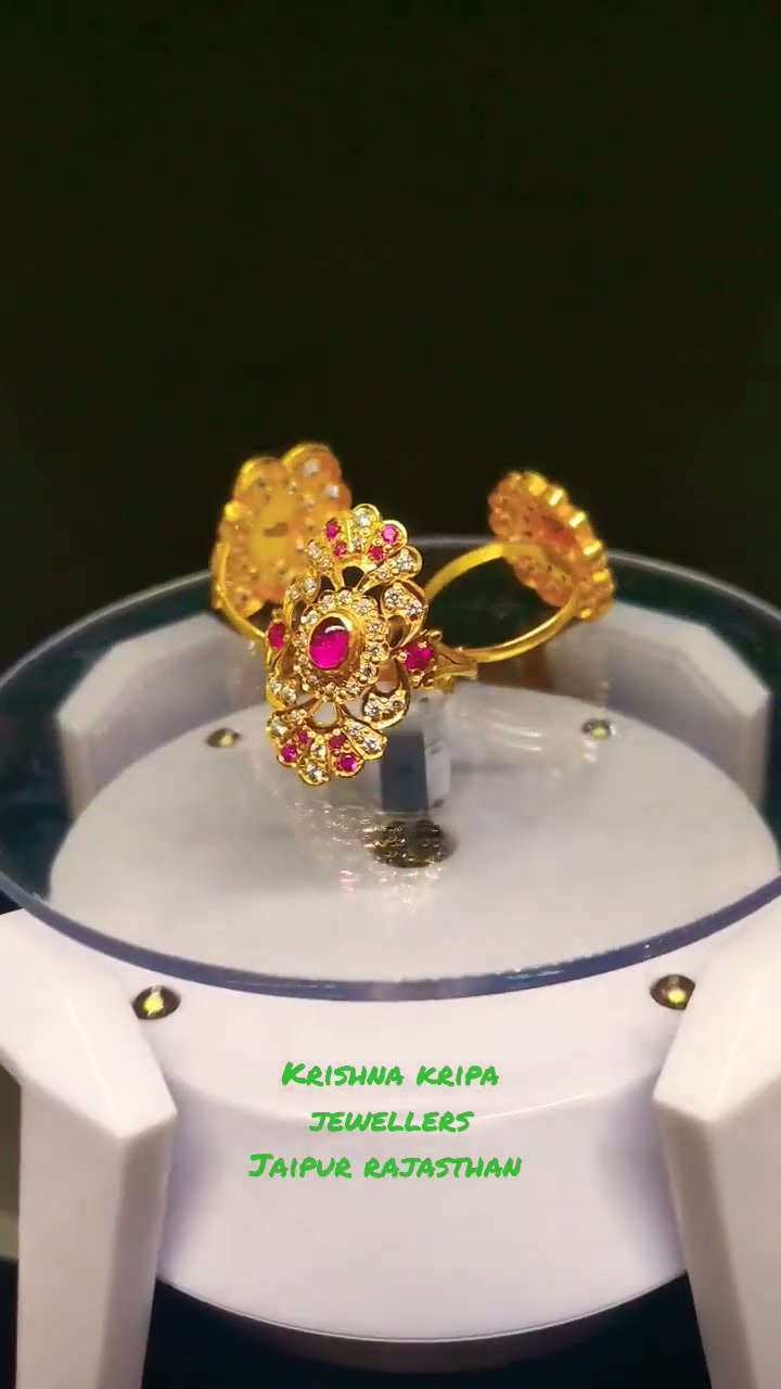 Buy Saraf RS Jewellery Gold Plated Red Kemp Studded Enchanting Krishna  Adjustable Finger Ring Online