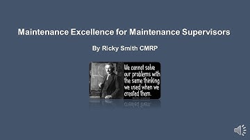 Maintenance Excellence for Maintenance Supervisors Webinar