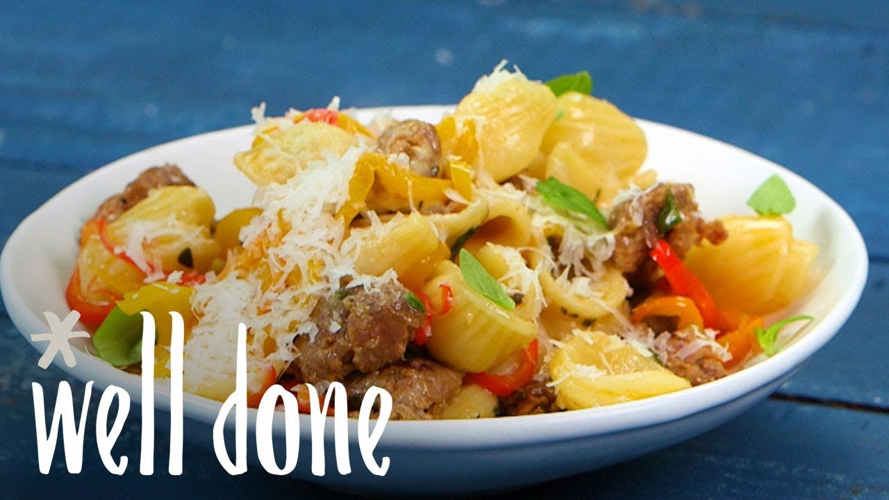How To Make Sweet Pepper Pasta With Sausage Recipe Well Done YouTube