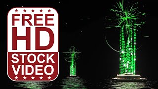 Free Stock Videos - three digital pillars with digital zero one numbers, particles and energy beams