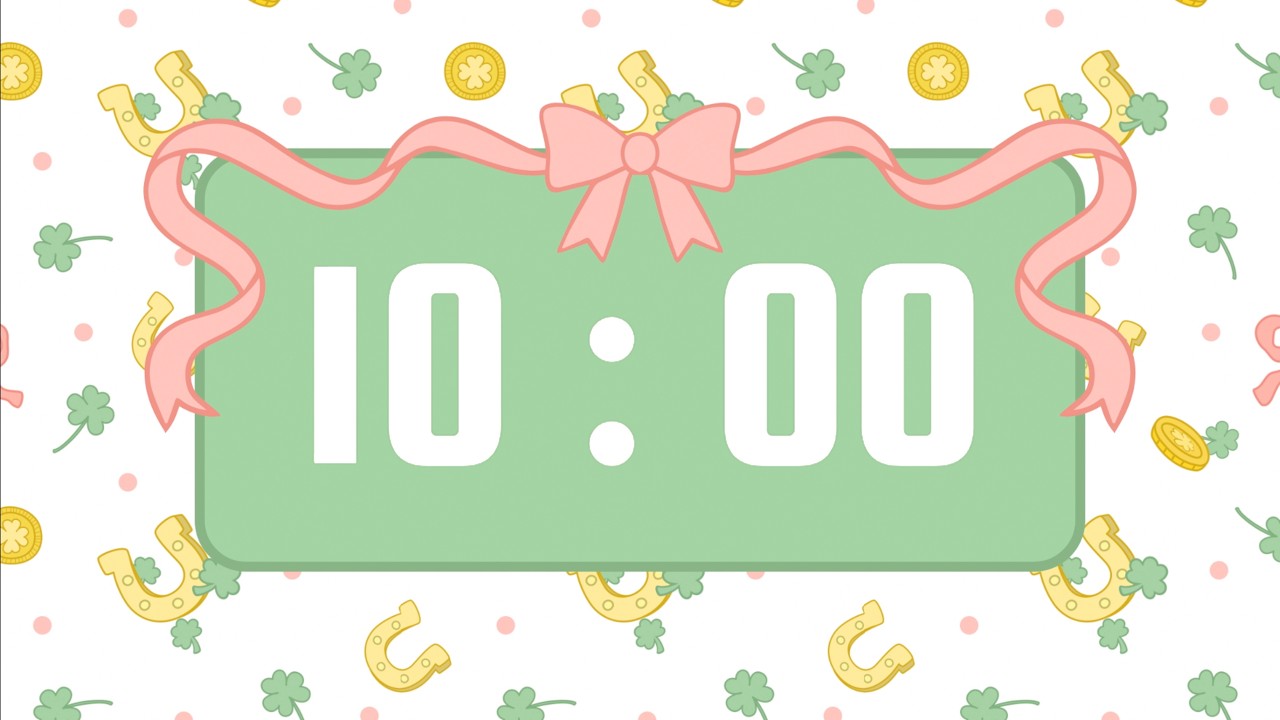 10 Minute Timer | With Upbeat Irish Music & Alarm Bell | Cute Coquette St. Patrick's Day Theme 🍀🎀