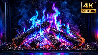 Neon Blue Fireplace 🔥 Crackling Fire Sounds for Deep Sleep & Relaxation 4K