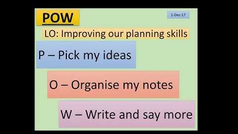 SRSD 1 - POW intro - Using meta-cognitive planning skills for creative writing