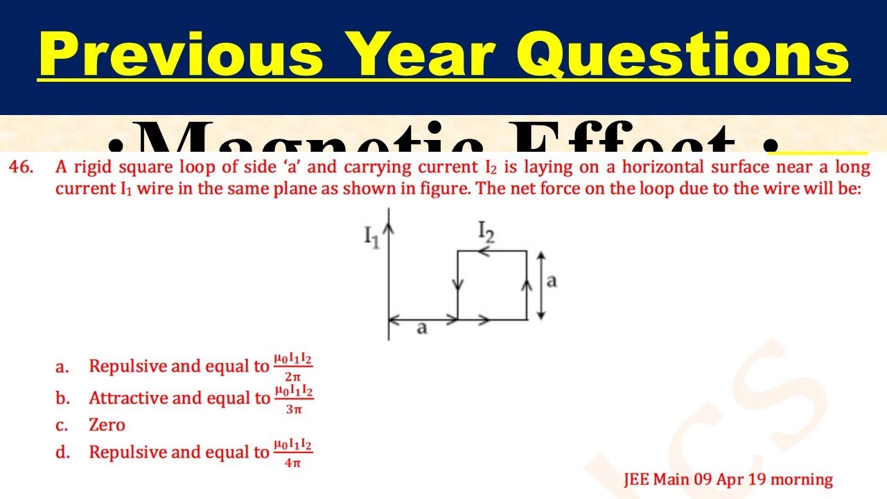 A rigid square loop of side ‘a’ and carrying current I2 is laying on a ...