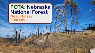 CW ham radio POTA Activation from Nebraska National Forest (near Halsey NE). 55 Morse Code contacts.
