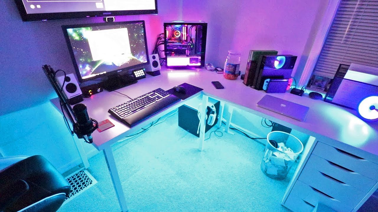 led light desk setup