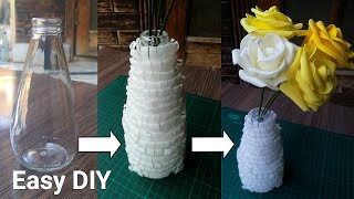 Bottle flower vase Easy DIY | Homemade vase DIY | Bottle Recycling Ideas | Beautiful Flowers Vase