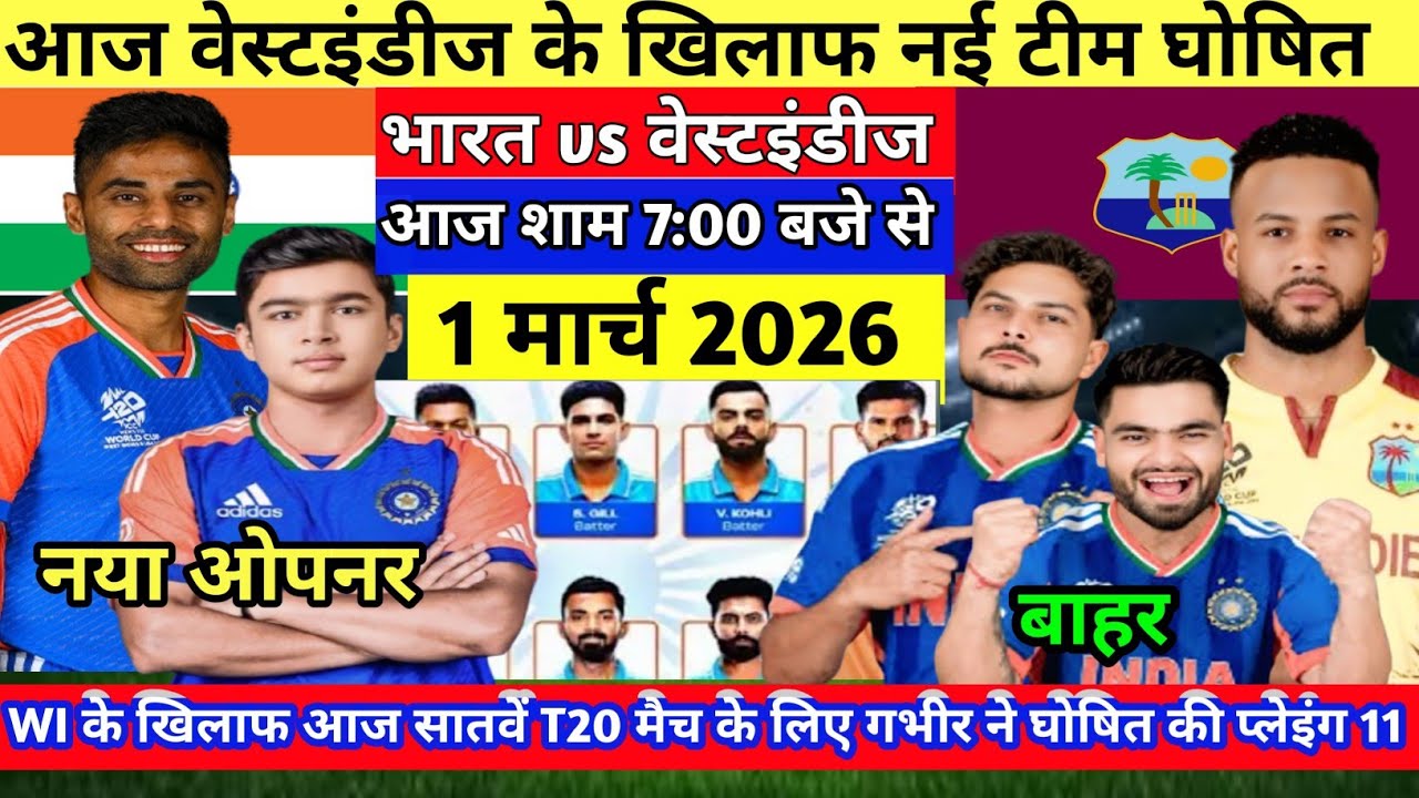 IND VS WI SUPER-8 CONFIRM PLAYING 11: गंभीर ने WI के खिलाफ़ घोषित की भारत की खूंखार प्लेइंग 11