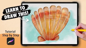Procreate Drawing for Beginners! Watercolor Seashell Digital Art Tutorial (step by step)