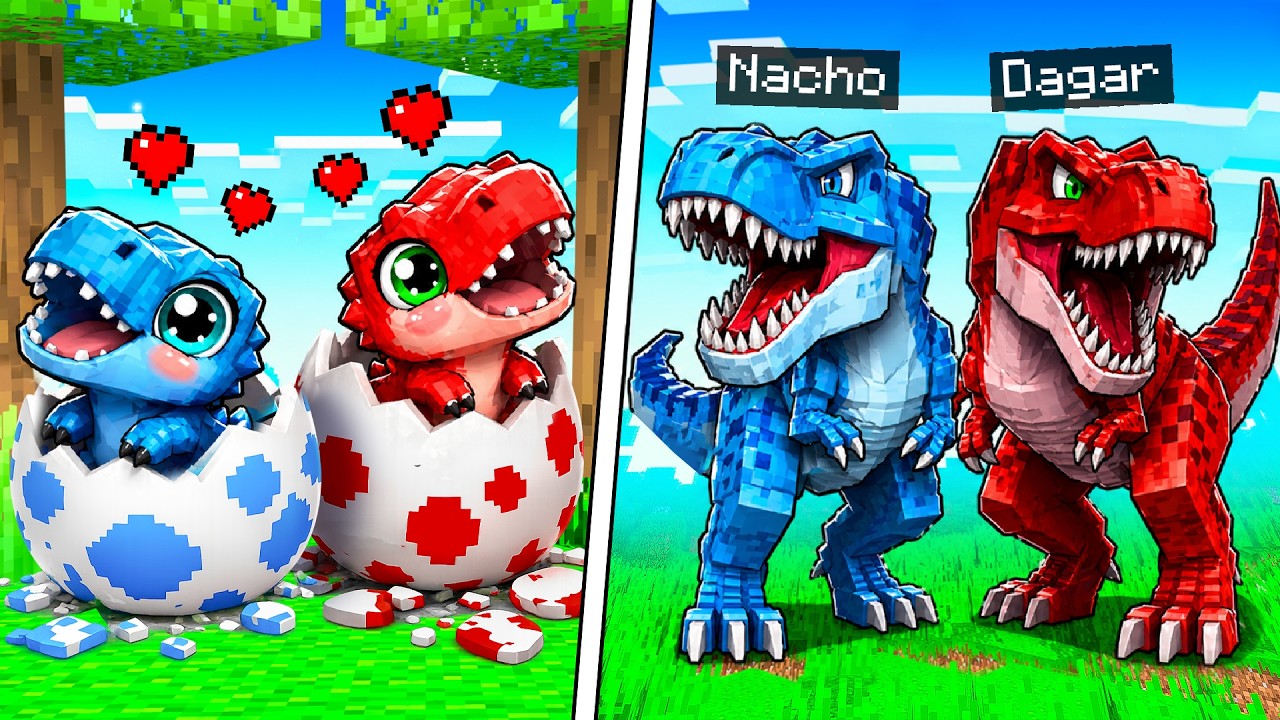 La Vida de una Familia de DINOSAURIOS en Minecraft...
