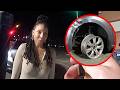 She Drove With Both Front Tires Gone and No Idea What She Hit!