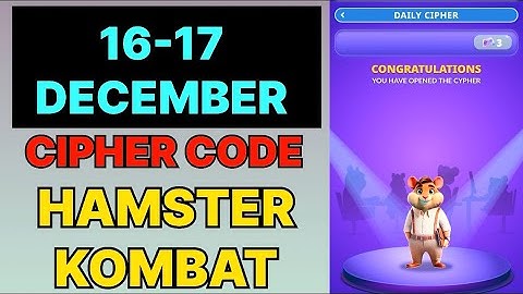 Hamster Kombat Daily Cipher | Hamster Kombat Daily Cipher Today 16 December | Hamster Kombat Cipher
