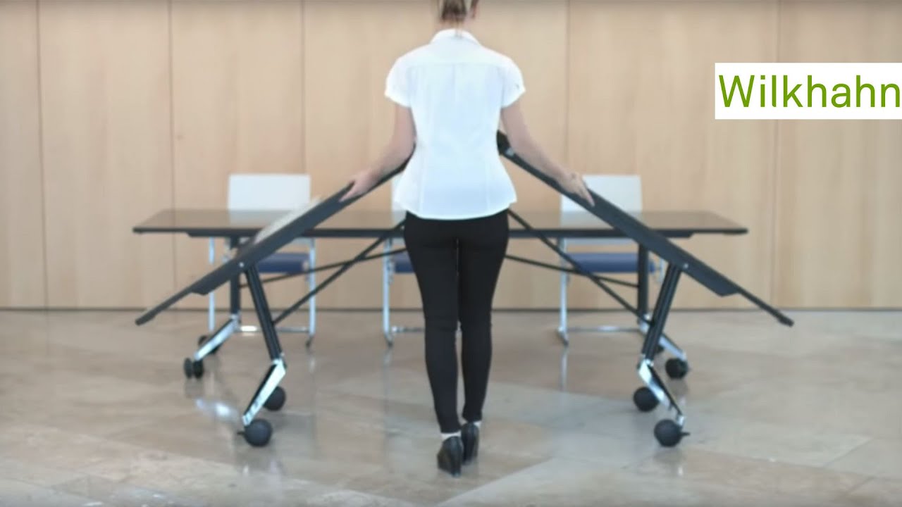 Confair folding table - mobile conference table by Wilkhahn - YouTube