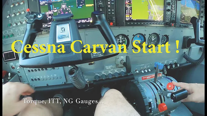 Starting up the Cessna Caravan !  PT6A engine start-up sequence and running, zoom in on gauges...