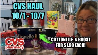 CVS HAUL (10/1 - 10/7) | $1.90 COTTONELLE & BOOST ...CHEAP HAIR CARE!