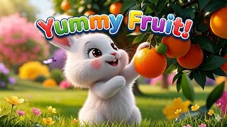 Fruits Song for Kids 🍎🍌 Fun 3D Cartoon with Rabbit | Learn Fruit Names for Children