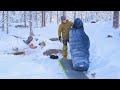 With a Sleeping Bag for an Overnighter in the Snow