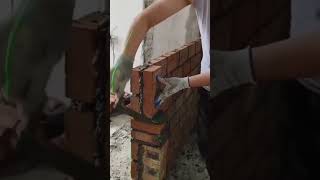 This Vertical Exposed Brick Technique is Rarely Mastered fire see the Result #construction #popular