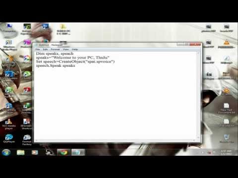 How to set a welcome voice while login to windows using notepad